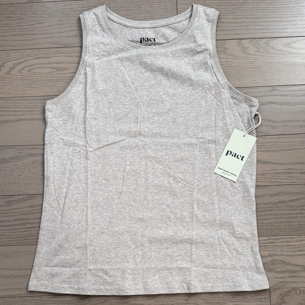 Pact Organic Cotton Wheat Heather High Neck Tank Top